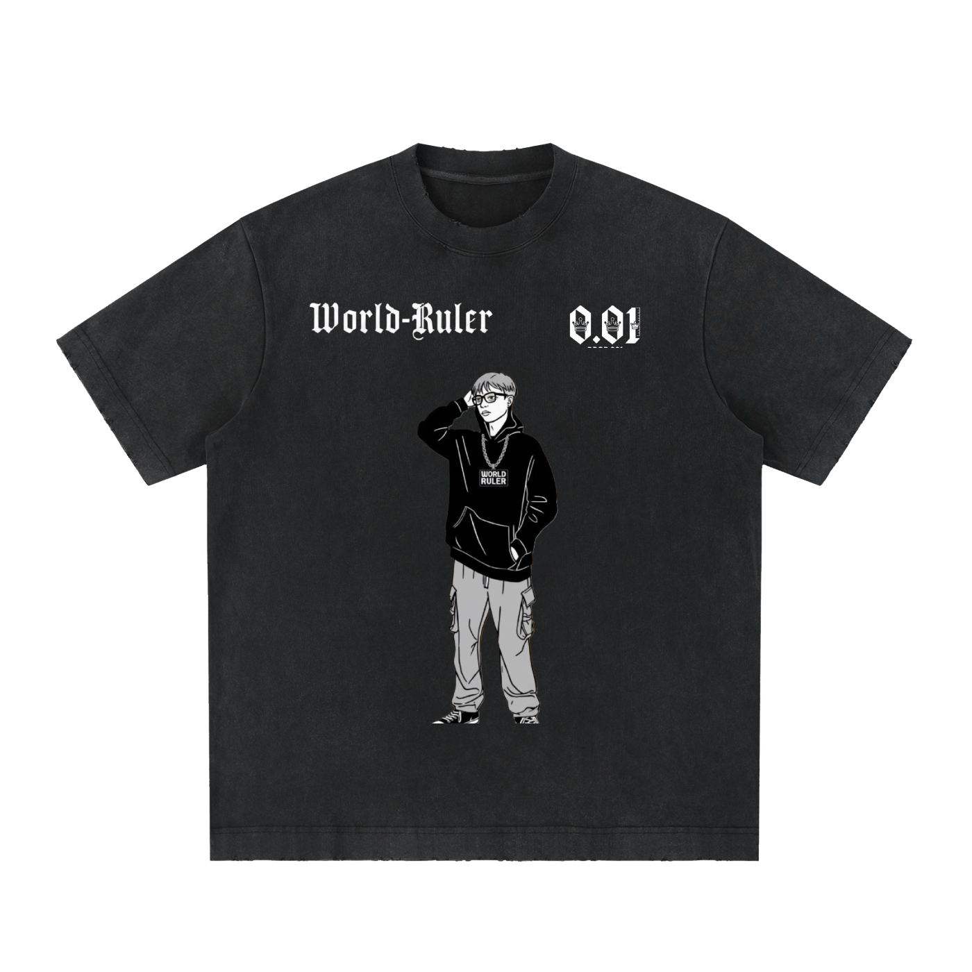 World Ruler Vintage Washed Frayed T-Shirt