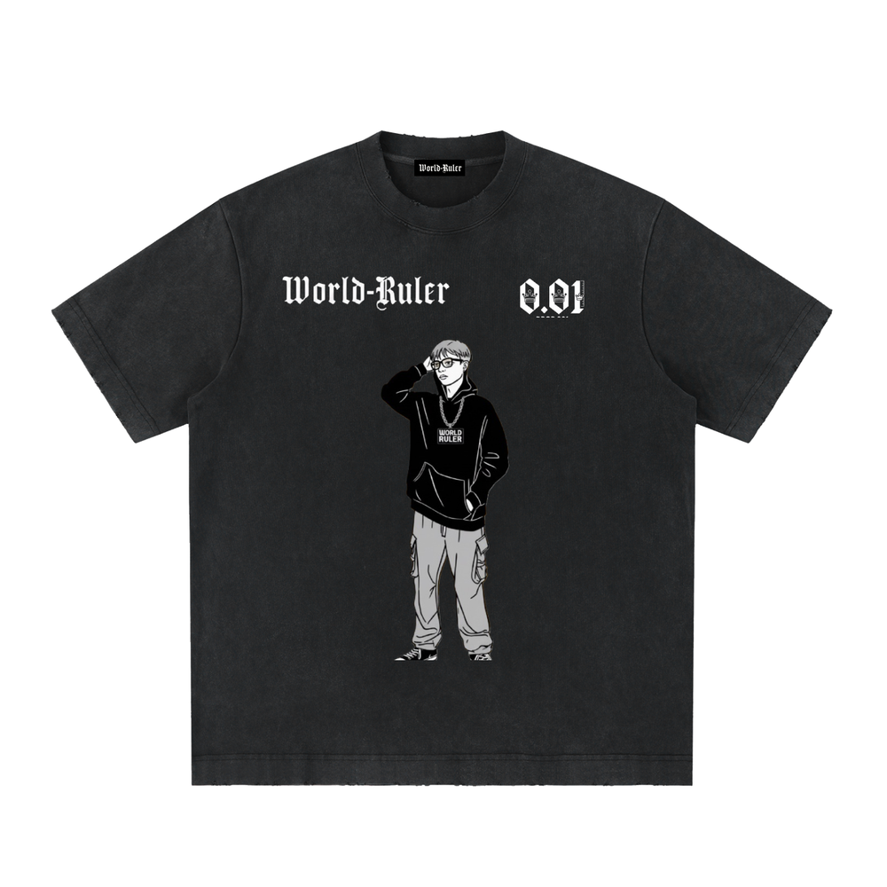 World Ruler Vintage Washed Frayed T-Shirt
