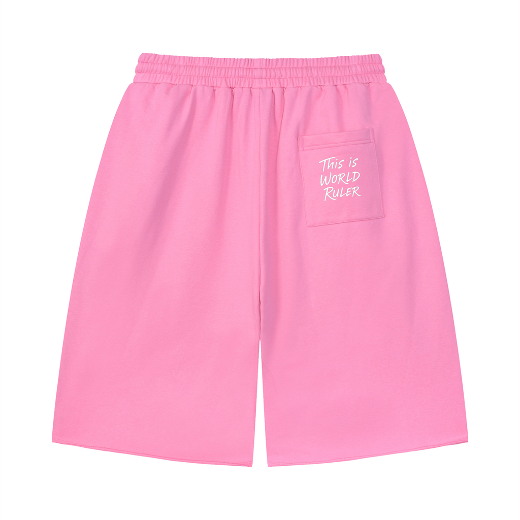 World Ruler Loose Pink Raw Edge Shorts